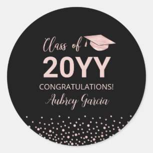 Rose Gold Confetti Graduation Party Favor Classic Round Sticker