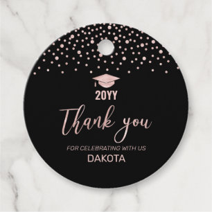 Rose gold Confetti Graduation Party Thank you Favor Tags