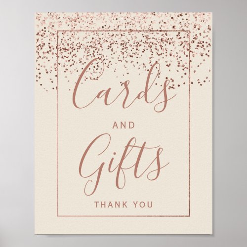 Rose gold confetti ivory beige wedding Card gifts Poster
