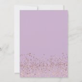 Rose gold confetti lavender typography wedding invitation (Back)