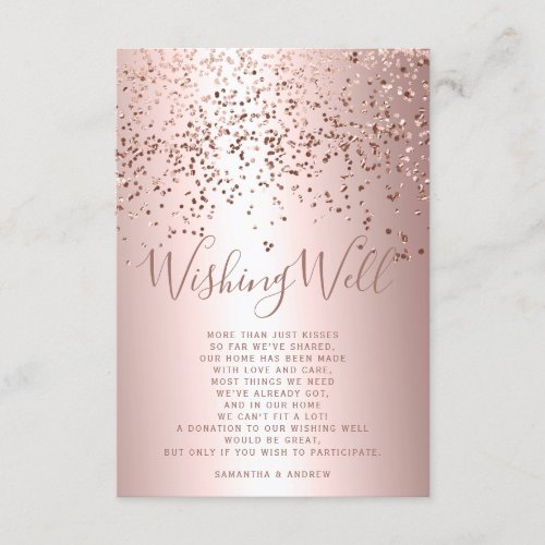 Rose gold confetti metallic wishing well wedding enclosure card