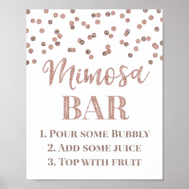 Rose Gold Confetti Mimosa Bar Sign Wedding (Front)