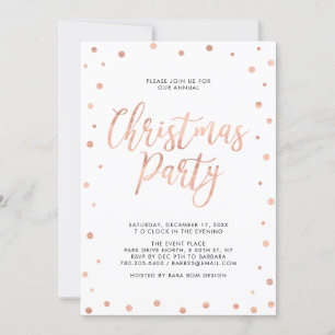 Rose Gold Confetti Modern Christmas Holiday Party Invitation