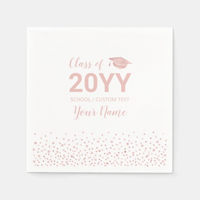 Rose gold Confetti Modern Graduation Party Napkins (Front)