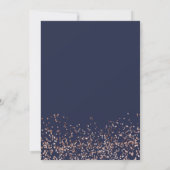 Rose gold confetti navy blue baby sprinkle shower invitation (Back)