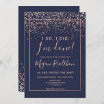 Rose gold confetti navy blue divorce party invitation
