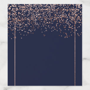 Rose gold confetti navy blue modern elegant envelope liner