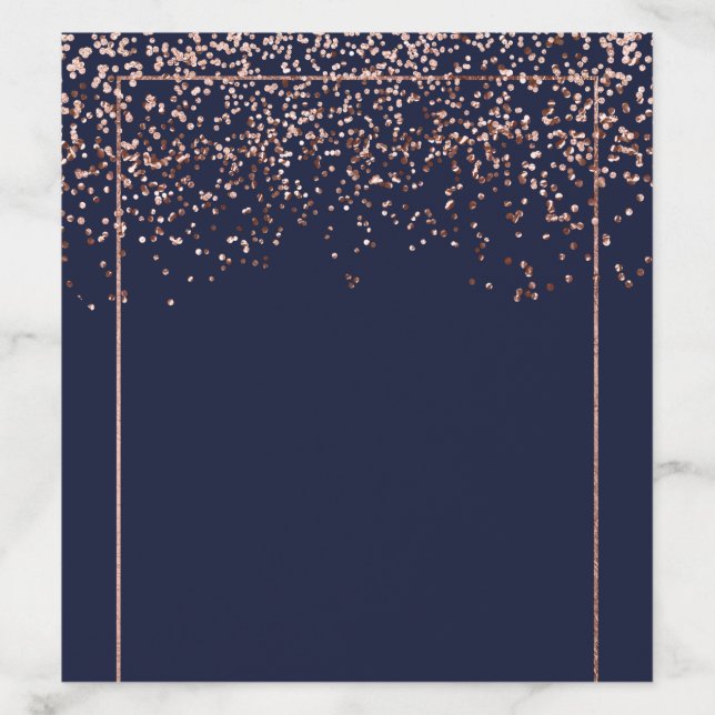 Rose gold confetti navy blue modern elegant envelope liner (Design)