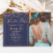 Rose gold confetti navy blue save the date photo