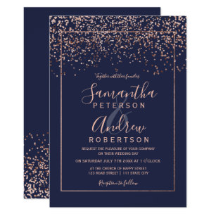 navy blue wedding invitations zazzle