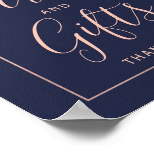 Rose Gold Confetti Navy Blue Wedding Card Ts Poster Zazzle