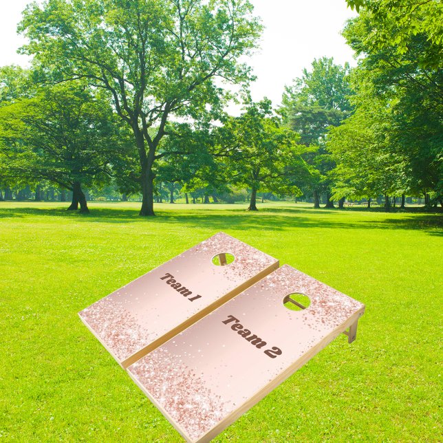 Rose gold confetti party teams cornhole set (Creator Uploaded)