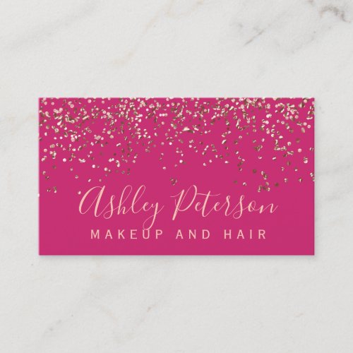 Rose gold confetti pink chic typography business card