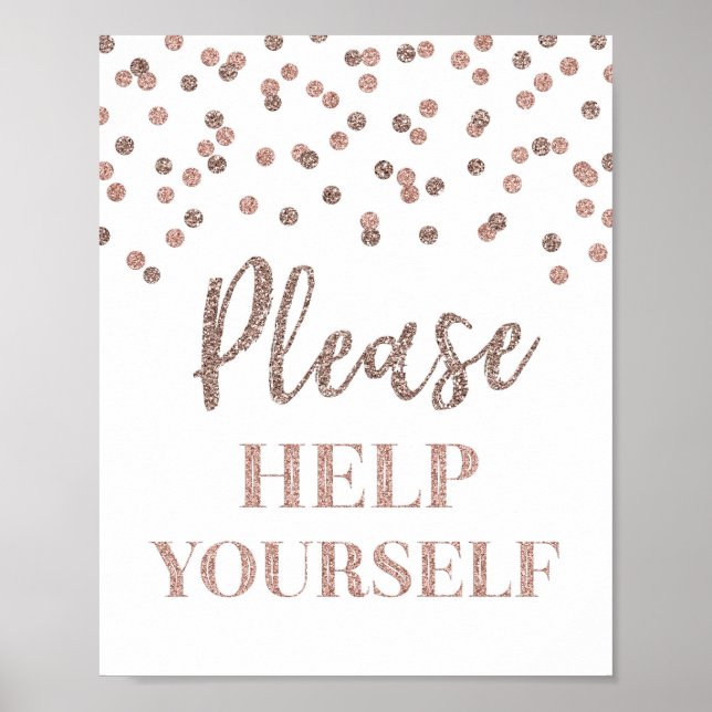 Rose Gold Confetti Please Help Yourself Sign (Front)