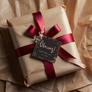 Rose gold Confetti Quinceanera Gracias Elegant Favor Tags