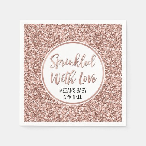 Rose Gold Confetti Sprinkled with Love Napkins