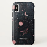 Rose Gold Constellations | Outer Space Monogram iPhone XS Case<br><div class="desc">Trendy monogrammed design. This case makes the perfect fashion accessory. Add your custom wording to this design by using the "Edit this design template" boxes on the right hand side of the item, or click the blue "Customize it" button to arrange the text, change the fonts and colours and to...</div>