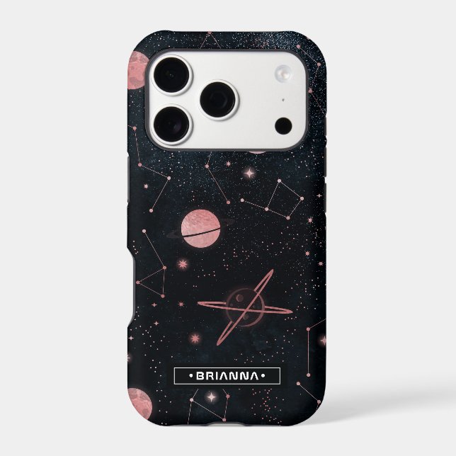 Rose Gold Constellations | Outer Space Monogram Iphone Case (Back)