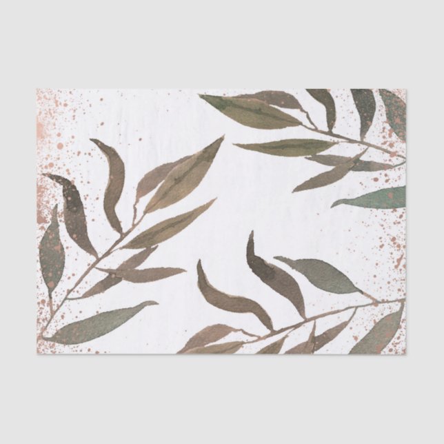 Rose Gold Copper Botanical Glam Modern Wedding Tissue Paper (Front)