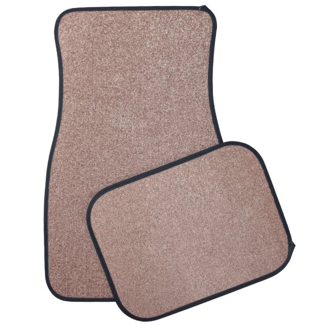 Rose Gold Copper Glitter Print Metallic Car Floor Mat (Set)