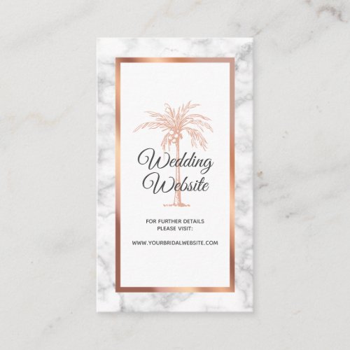 Rose Gold Copper Marble Palm Beach Wedding Website Enclosure Card