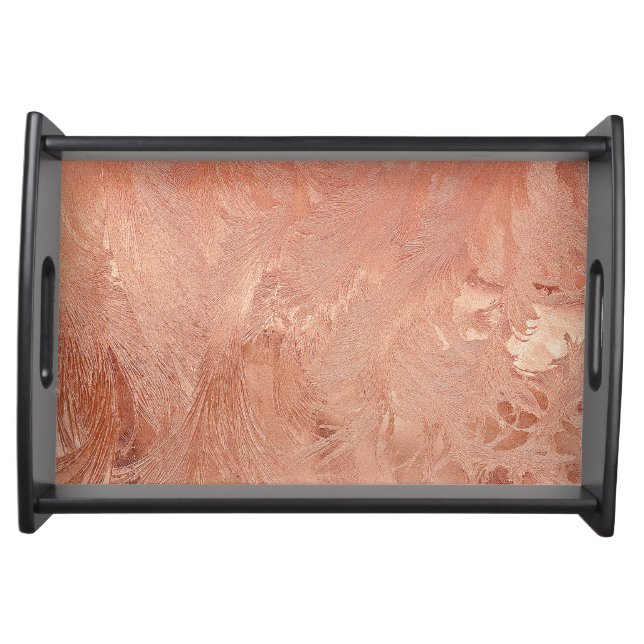 Rose Gold Copper Texture Metallic black tray (Front)
