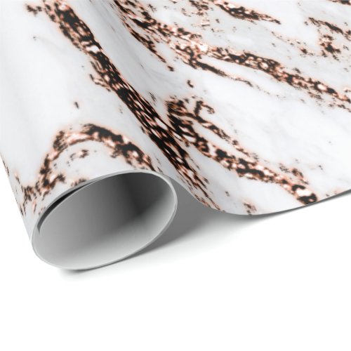 Rose Gold Copper White Abstract Molten Marble Glas Wrapping Paper