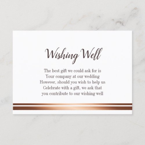 Rose Gold Copper White Wedding Wishing Well Enclosure Card