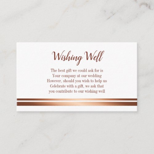Rose Gold Copper White Wedding Wishing Well Enclosure Card