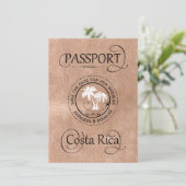 Rose Gold Costa Rica Passport Save the Date Card (Standing Front)