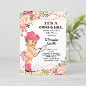Rose Gold Cowgirl Baby Shower Girl Invitation (Standing Front)