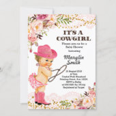 Rose Gold Cowgirl Baby Shower Girl Invitation (Front)