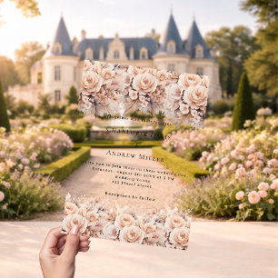 Rose gold cream florals clear wedding acrylic invitations