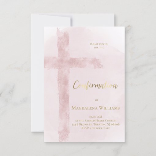 Rose gold cross Confirmation Invitation | Zazzle