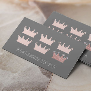 Rose Gold Crown Makeup Artist Beauty Salon Loyalty Card