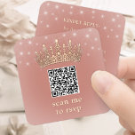 Rose Gold Crown Quinceañera Scan Me QR Code RSVP Enclosure Card<br><div class="desc">Simplify birthday party RSVP responses with chic modern QR Code enclosure cards. This template is set up for a quinceañera's 15th birthday celebration, but is simple to customize for a Sweet 16 or princess party. The colors and font styles can be easily changed with the Zazzle Design Editor tool. The...</div>