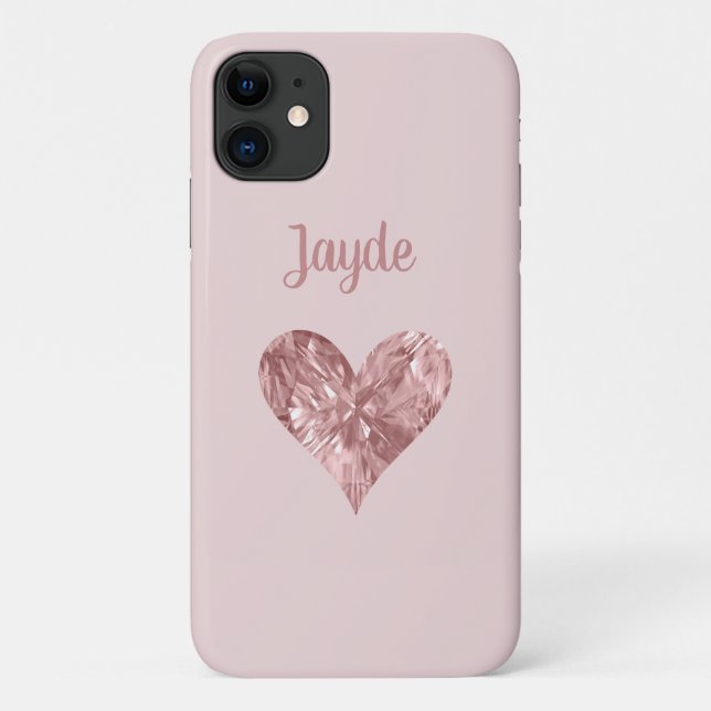 Rose Gold Crystal Heart Mobile Phone Case (Back)