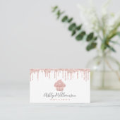 Rose Gold Cupcake Glitter Drips Bakery Pastry Chef Business Card (Standing Front)