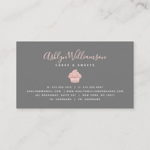 Rose Gold Cupcake Glitter Drips Bakery Pastry Chef Business Card Zazzle 8105