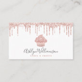 Rose Gold Cupcake Glitter Drips Bakery Pastry Chef Business Card (Front)