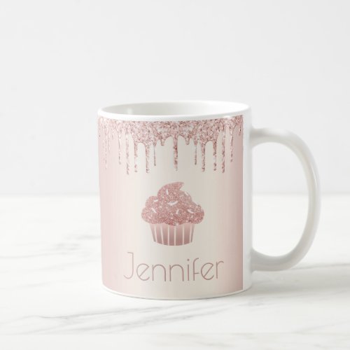 Rose gold cupcake glitter drips chic glam modern coffee mug