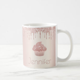 Rose gold cupcake glitter drips modern chic glam coffee mug