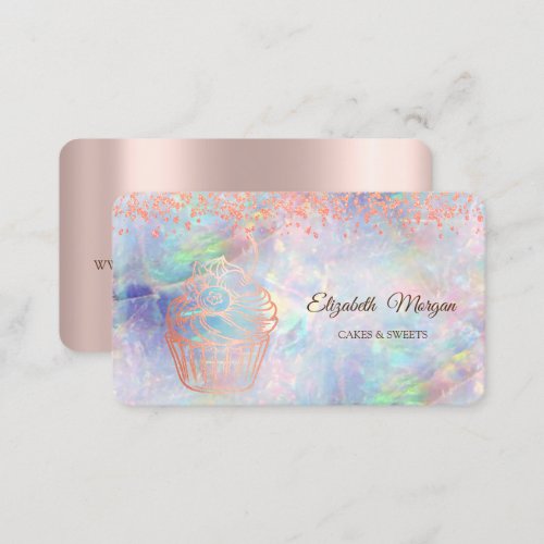  Rose Gold CupcakeSweetsBakery Opal Business Card