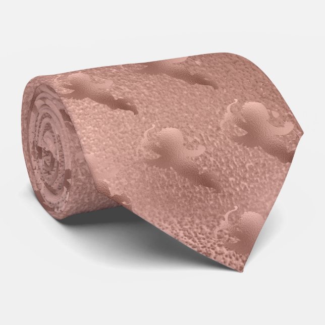 Rose Gold Cupid Love Valentine's Day Neck Tie (Rolled)