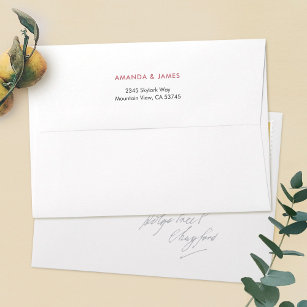 Rose Gold Custom 5 x 7 Wedding Return Address Envelope