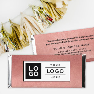 Rose Gold Custom Business Logo Promo Hershey Bar Favors