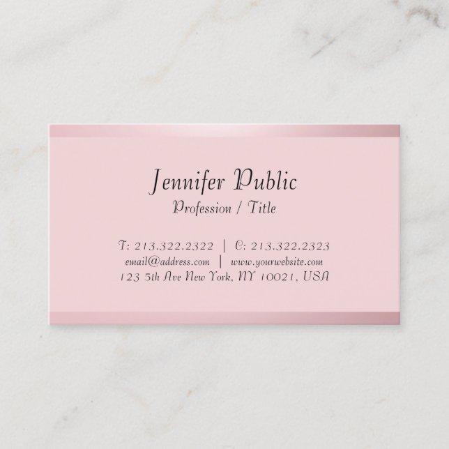 Rose Gold Custom Calligraphed Script Template Business Card (Front)
