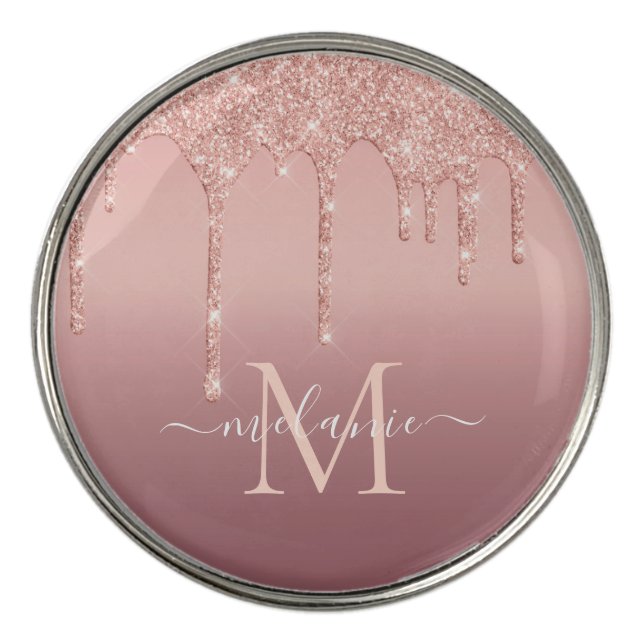 Rose Gold Custom Letter Name Golf Ball Marker (Front)