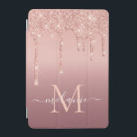 Rose Gold Custom Letter Your Name iPad Air Cover<br><div class="desc">iPad Covers with Monogram Name Text Rose Gold Blush Glitter Sparkle Personalized Birthday - Anniversary or Wedding Gift / Suppliest - Add Your Letter / Name - Text or Remove - Make Your Special iPad Cases Gift - Resize and move or remove and add text / elements with customization tool....</div>
