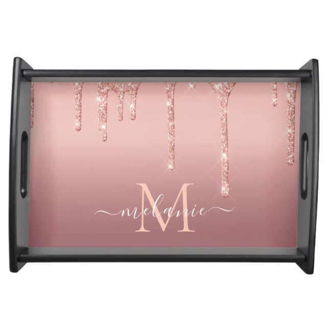 Rose Gold Custom Letter Your Name Serving Tray (Front)
